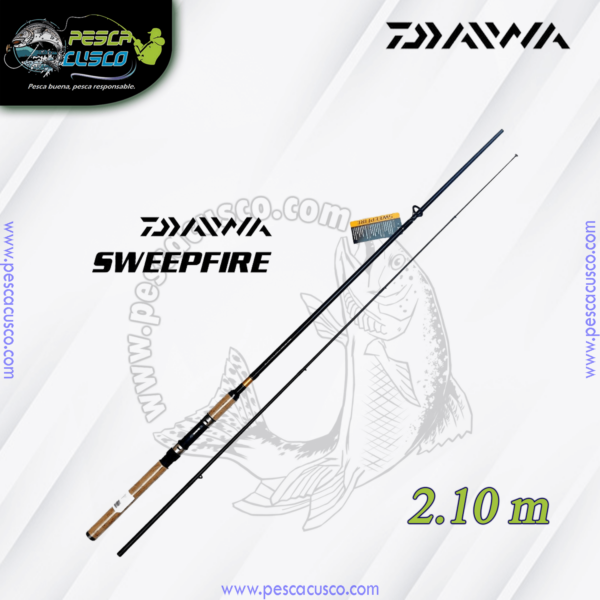Cana-Spinning-Daiwa-SweepFire-Fibra-de-Vidrio-2.10-metros-2-secc-resistencia-8-17-libras-7-a-28gr